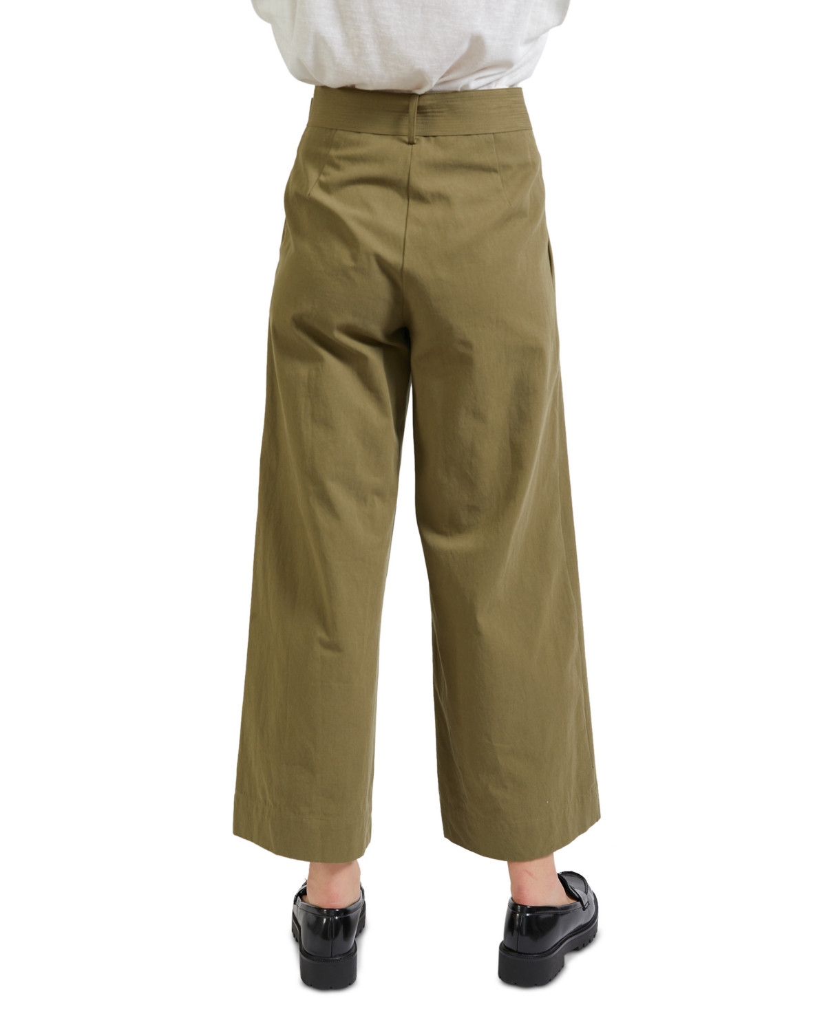 Shop En Saison Women's Essie Cotton Belted Wide-leg Pants In Olive