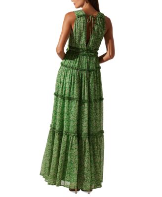 fitted lace wedding dress Edessa Floral Tiered Ruffle Maxi Dress