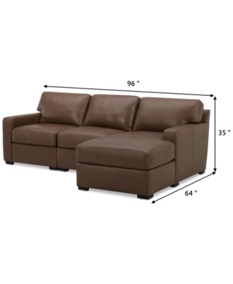 Radley 3-Pc. Leather Modular Chaise Sectional, Created for Macy's