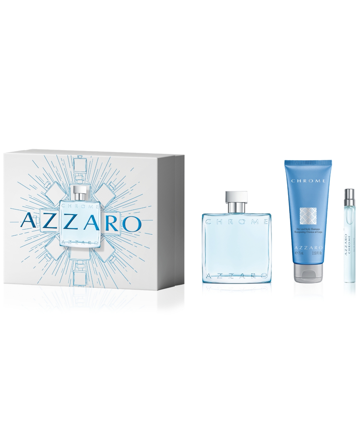 Shop Azzaro Men's 3-pc. Chrome Eau De Toilette Gift Set In No Color