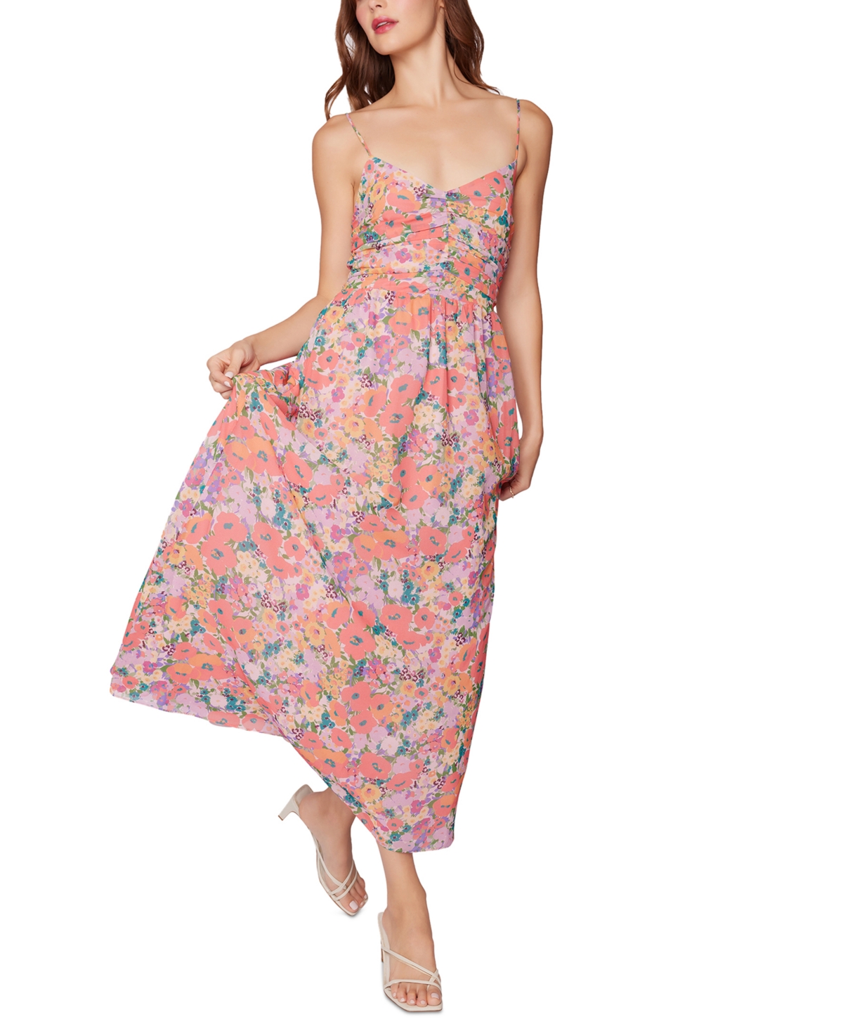 Shop Lost + Wander Women's Floral Bliss Spaghetti-strap Maxi Dress In Peachmulti