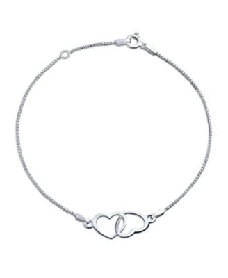 Double Heart Anklet Interlocking Ankle Bracelet Sterling Silver Adjustable Double Heart Anklet Interlocking Ankle Bracelet Sterling Silver Adjustable