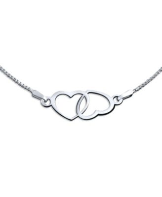 Open Interlocking Hearts Anklet Ankle Bracelet Sterling Silver Adjustable 9 To 10 Inch With Extender