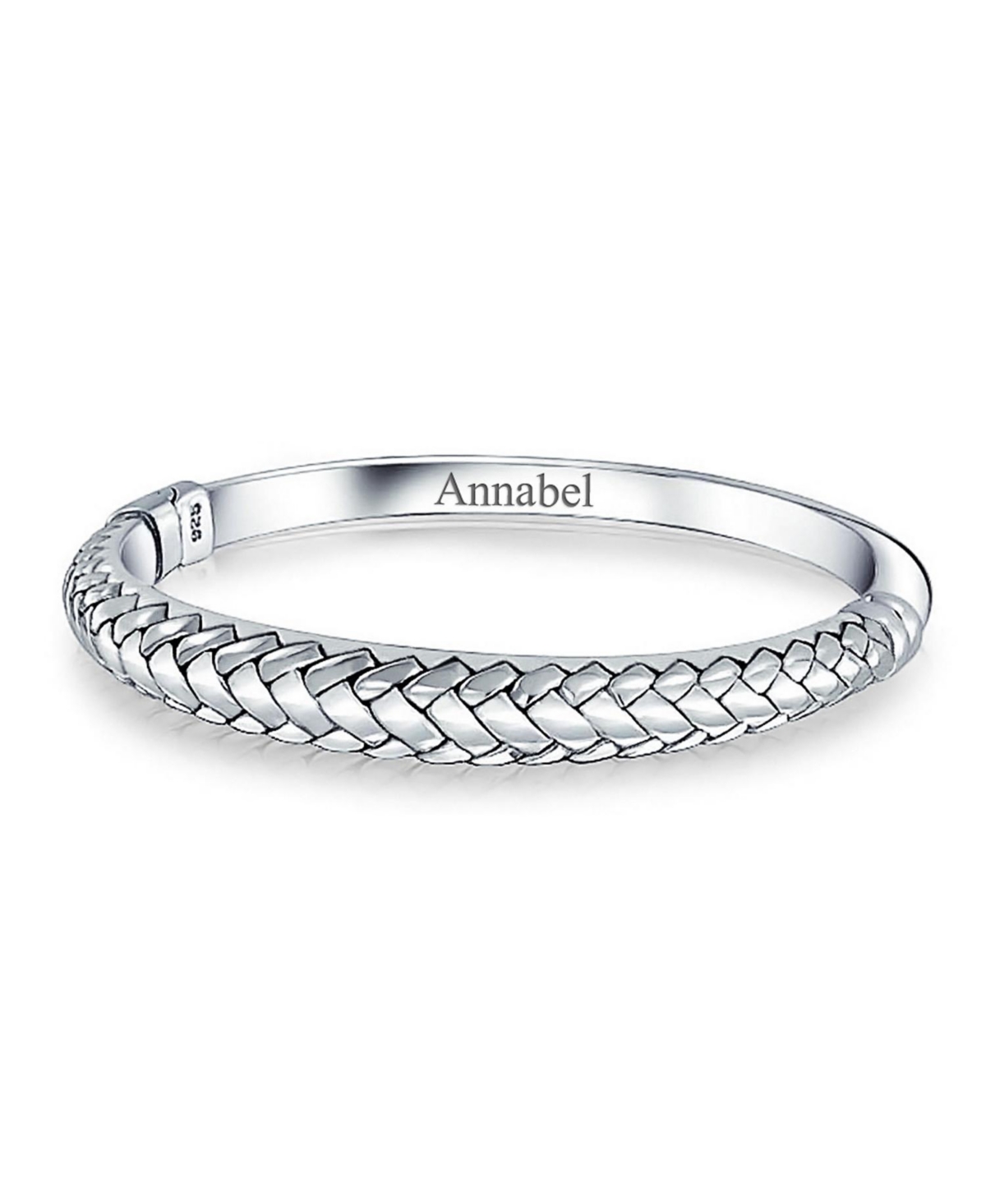 Bling Jewelry Hollow Bali Braided Basket Weave Wheat Hinge Stackable Bangle Bracelet Oxidized Sterling Silver 7.5 Inch