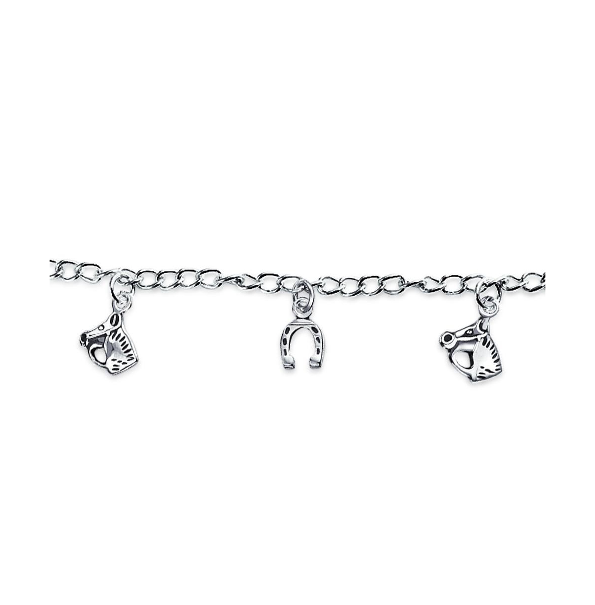 Bling Jewelry Good Luck Multi Horseshoe Horses Dangling Charm Bracelet For Women Graduation Gift Cubic Zirconia Pave Cz Sterling Silver