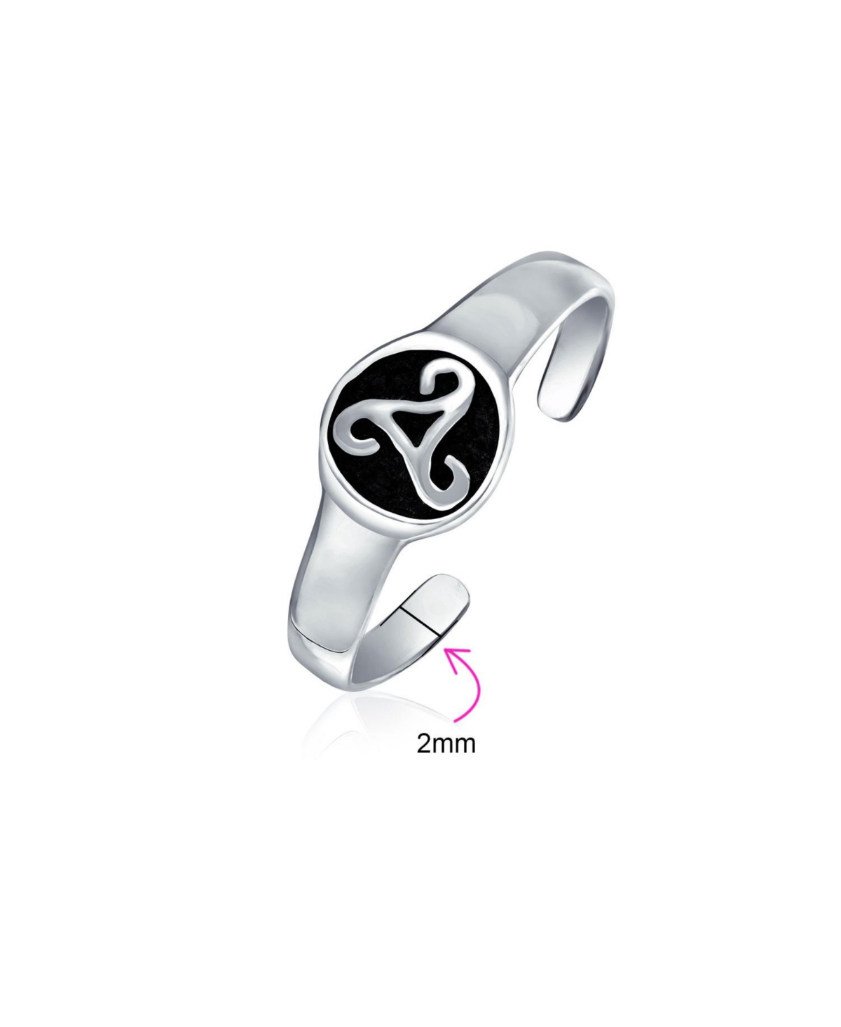 Bling Jewelry Celtic Trinity Knot Work Circle Triquetra Pinky Midi Toe Ring OxidizedSterling Adjustable - Silver