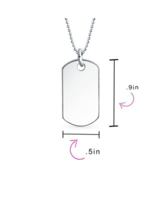 Medium Plain Simple Basic Cool Identification Military Army Dog Tag Pendant Necklace Sterling Silver
