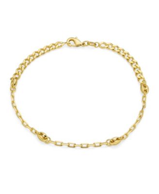 Boho Foot Lace Chain Anchor link Flat Marina Chain Anklet Ankle Bracelet  18K Gold Plated Brass 9 Inch