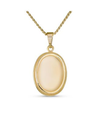 Oval Religious Medal Medallion Shepherd Rod and Staff of Jesus Photo Pendant Necklace Yellow Gold Plated