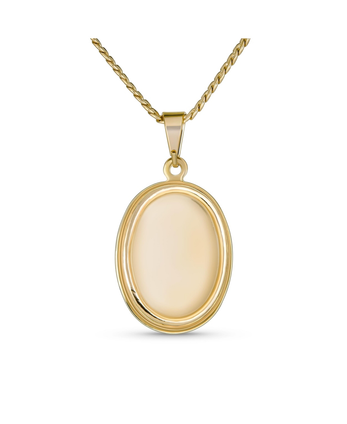 Bling Jewelry Oval Religious Medal Medallion Shepherd Rod and Staff of Jesus Photo Pendant Necklace For Women Yellow Gold Plated - Multi-color