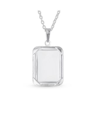 Religious Metal Square Dog tog Style Medallion Face of Jesus Christ Head Necklace Pendant Sterling Silver