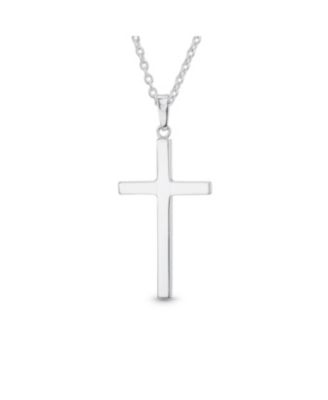 Medium Plain Simple Basic Religious Jesus Cross Pendant Necklace Solid Sterling Silver