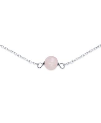 Delicate Simple Natural Stone Chain Round Ball Bead Tin Cup Necklace 14k Yellow Gold Plated .925 Sterling Silver