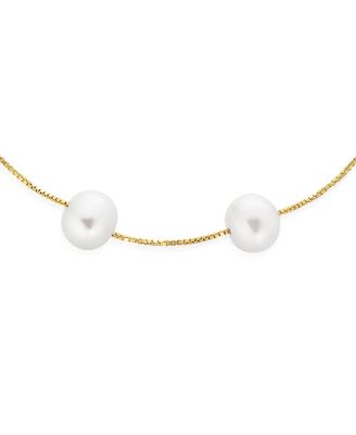 Tin Cup White Freshwater Cultured 7MM Pearl Chain Station Pearls Bracelet .925 Sterling Silver