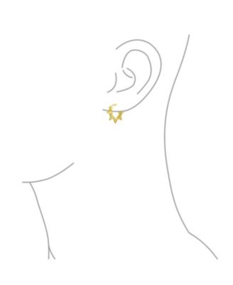 Goth Biker Jewelry 5 Spike Points Arrow Huggie Mini Hoop Earrings Plated Sterling