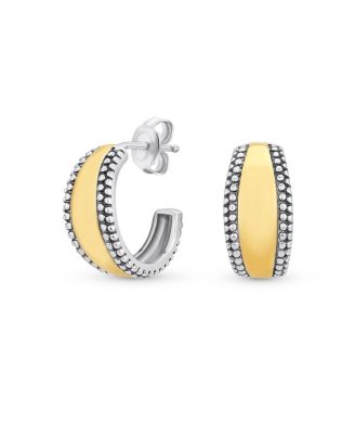 Hoop Earrings with Bead Edge Polished Sterling Silver Hoop Earrings with Bead Edge Polished Sterling Silver