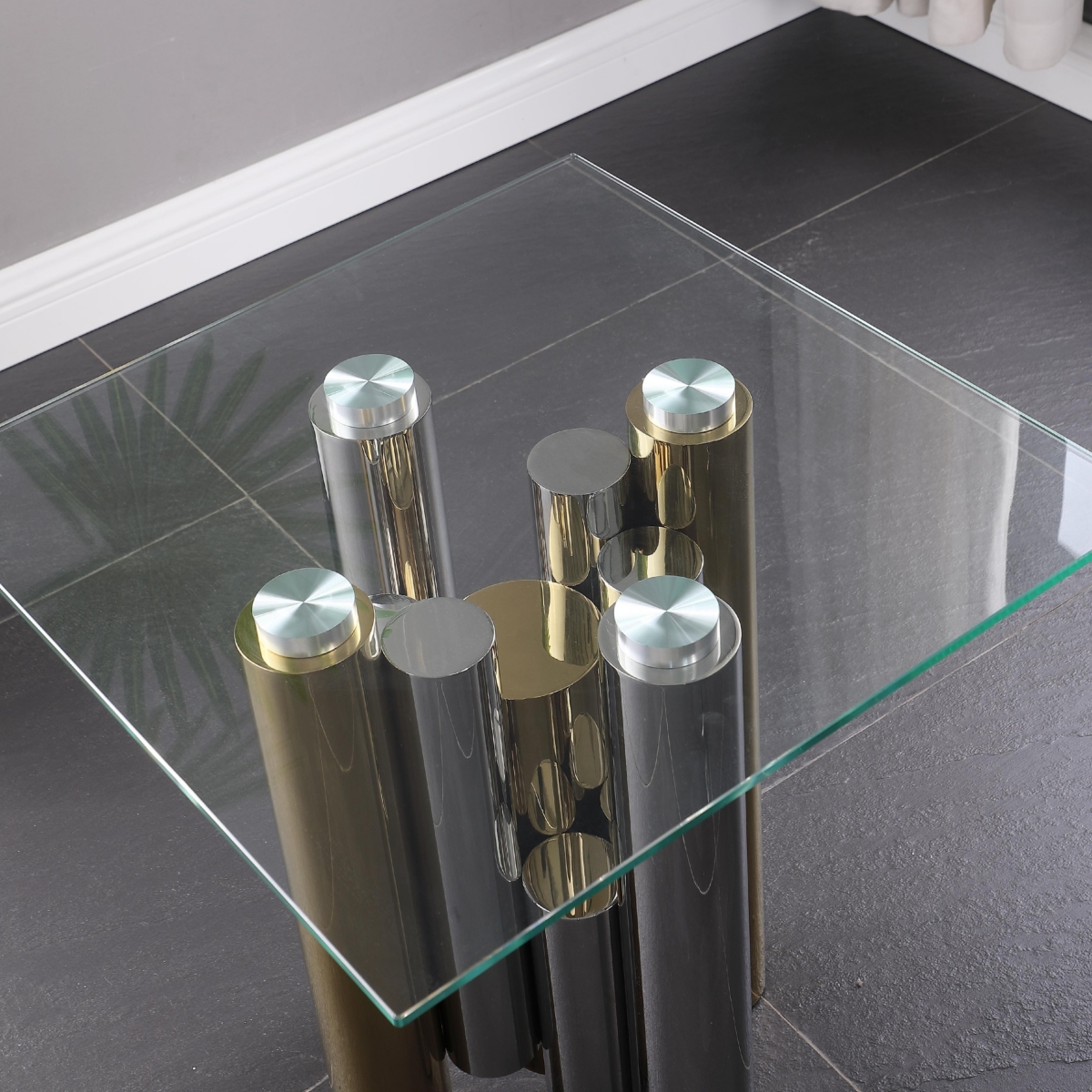 Streamdale 20" Stainless Steel Glass End Table - Modern & Sleek