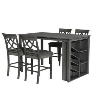 Simplie Fun 5-Piece Counter Height Dining Set with Wine Rack - Macy's