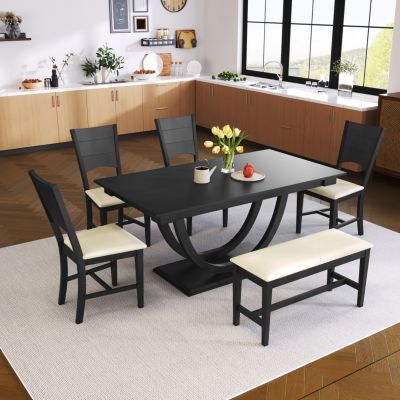 Streamdale 6-Piece Modern Dining Set with Long Bench