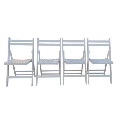  Foldable Slatted Wood Event Chair Set (4)