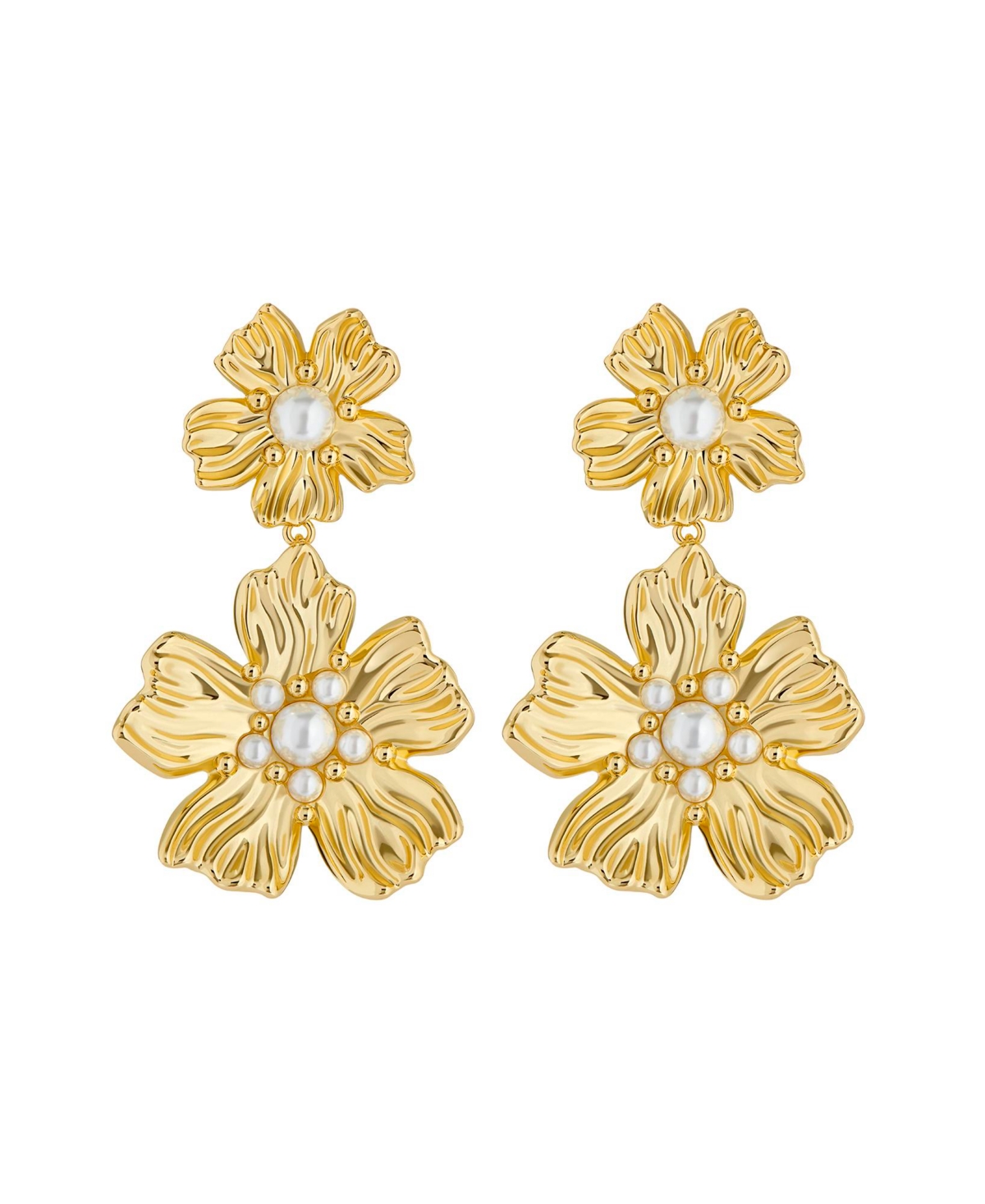 Petaria: Flower Statement Drop Earrings - Gold