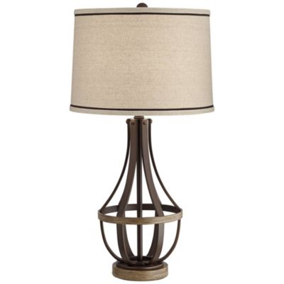 Louanne Industrial Table Lamp 29" Tall Oil Rubbed Bronze Metal Burlap Linen Drum Shade for BBedroom Living Room Bedside Nightstand