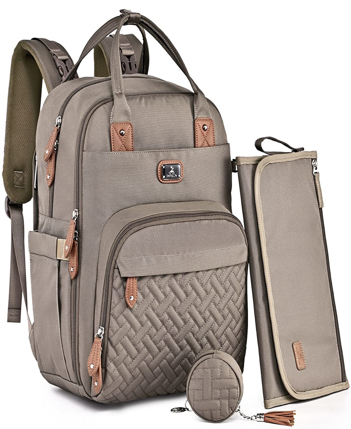 Dikaslon Diaper Bag Backpack with Portable Changing Pad, Pacifier Case and Stroller Straps