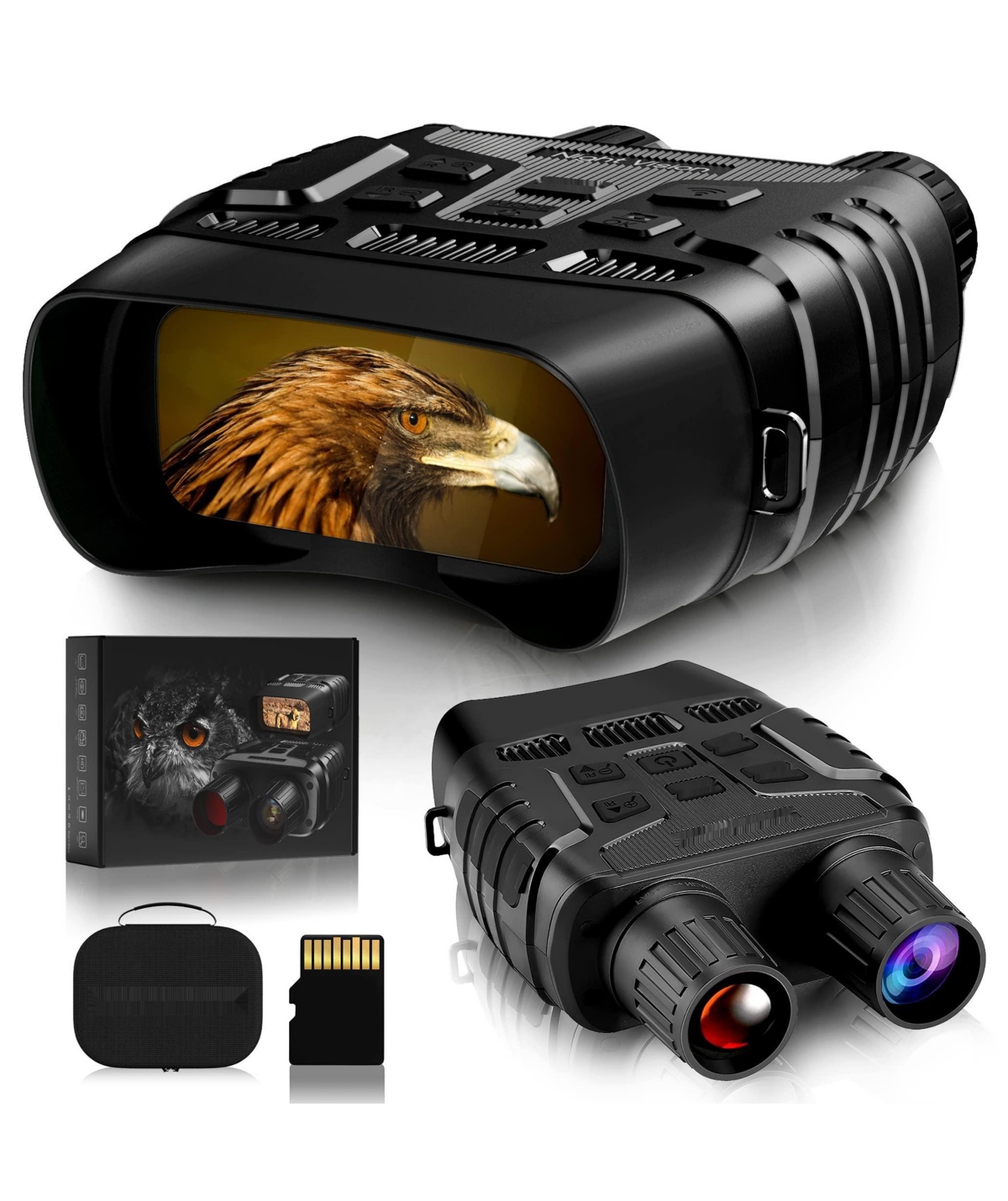 Night Vision Goggles: Fhd, Infrared, 32GB Storage - Black