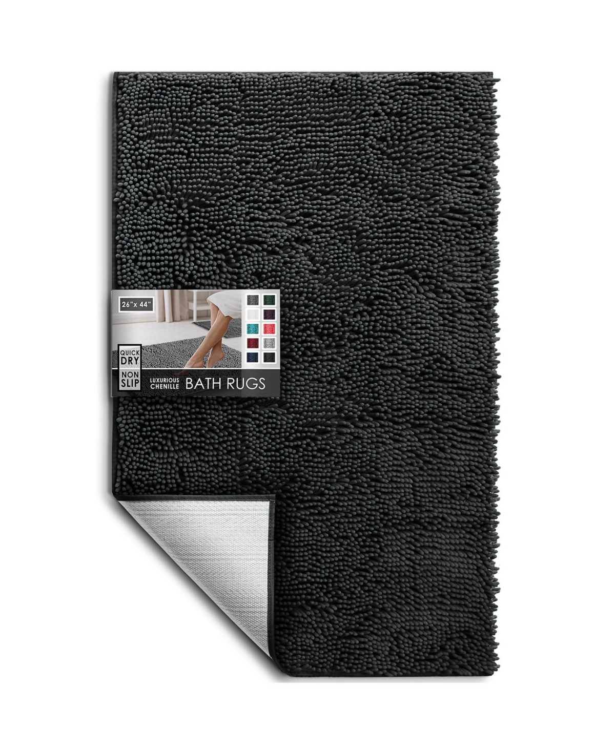 Ultra Soft Non-Slip Chenille Bath Rug - Quick Dry