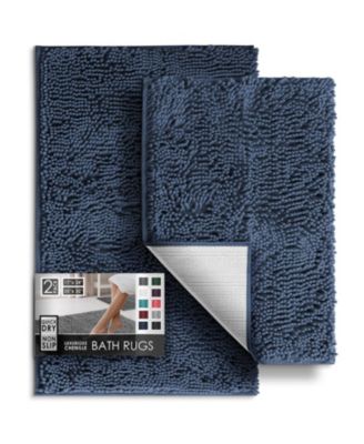 Chenille Quick-Dry, Machine-Washable, Non-Slip 2-Piece Bath Rug Set, Small & Medium (17"x24" & 20"x32")