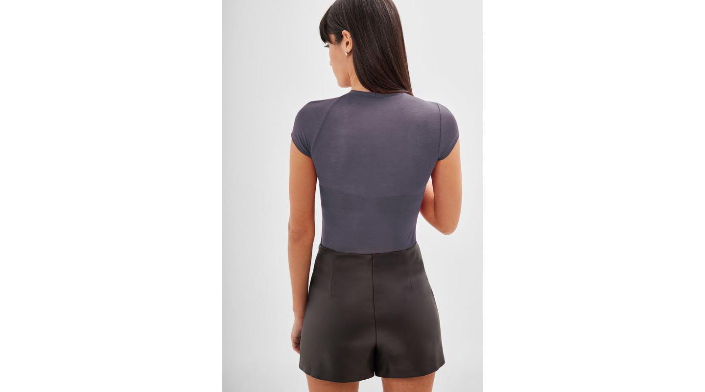 Женский топ Marcella Gabi Sheer Jersey Asymmetric Cutout Rounded-Neck, цвет: Антрацитовый — фото 2