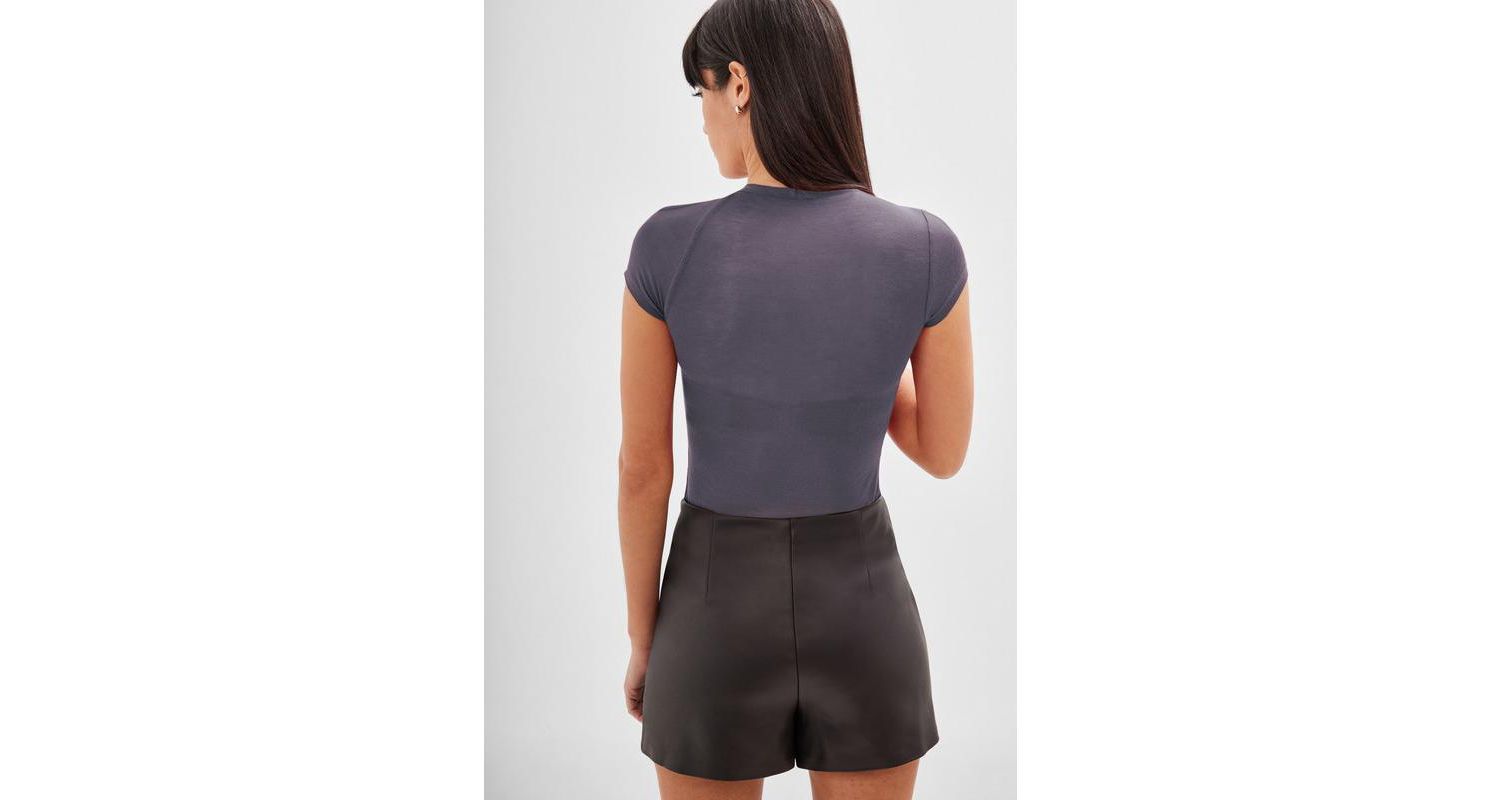 Women's Gabi Sheer Jersey Asymmetric Cutout Rounded-Neck Top