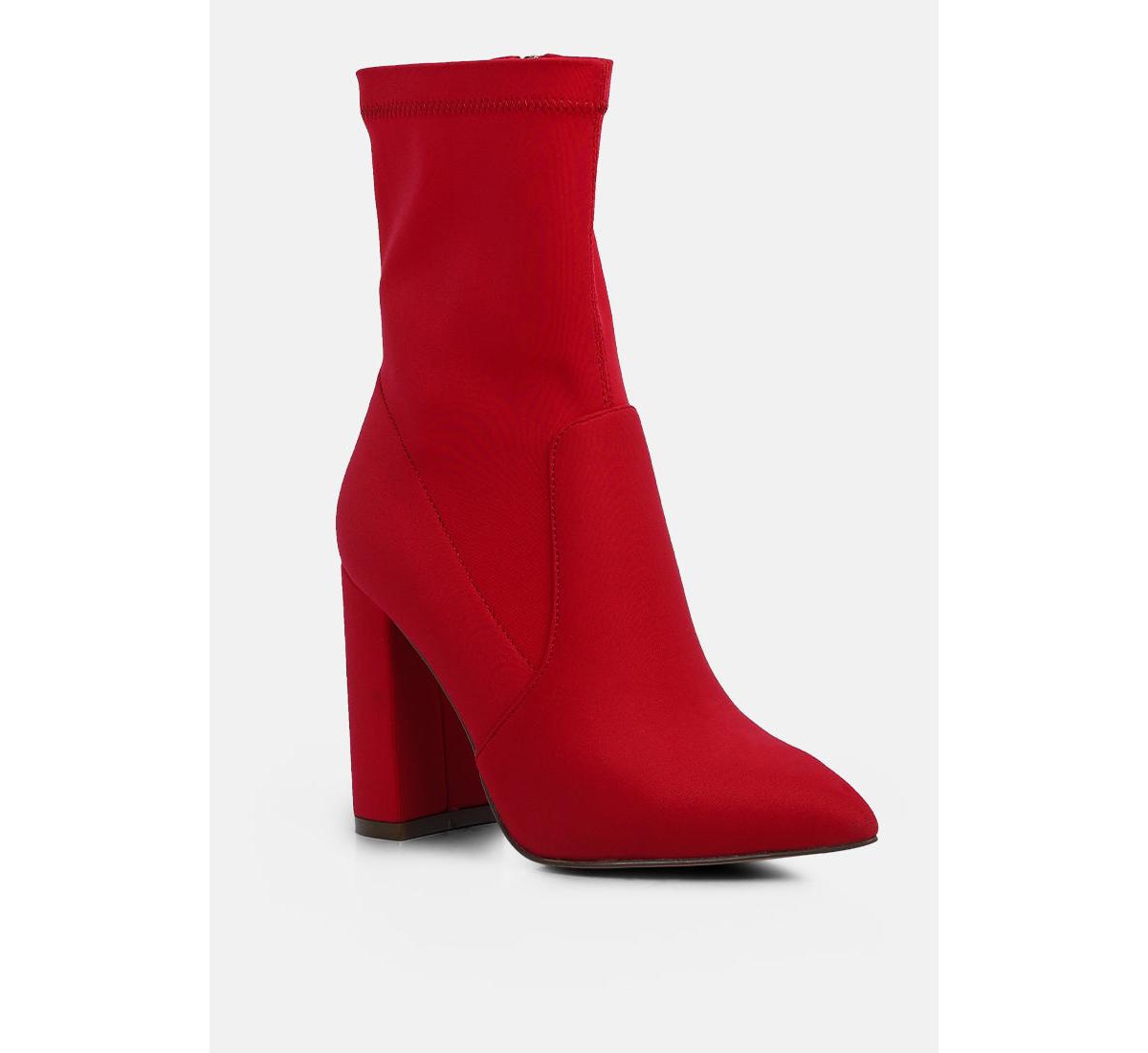 ankle lycra block heeled boots