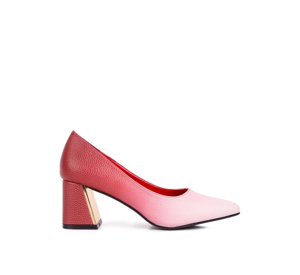 London Rag Harlow Metallic Accent Block Heel Pumps In Red-white