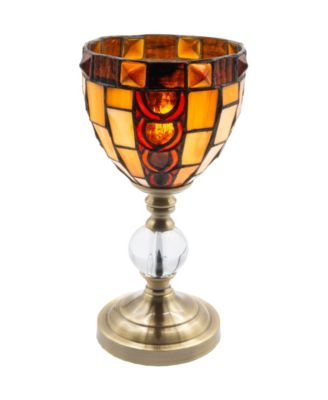 13" Tall Vienne Tiffany Handmade Genuine Stained Glass Shade Accent Lamp
