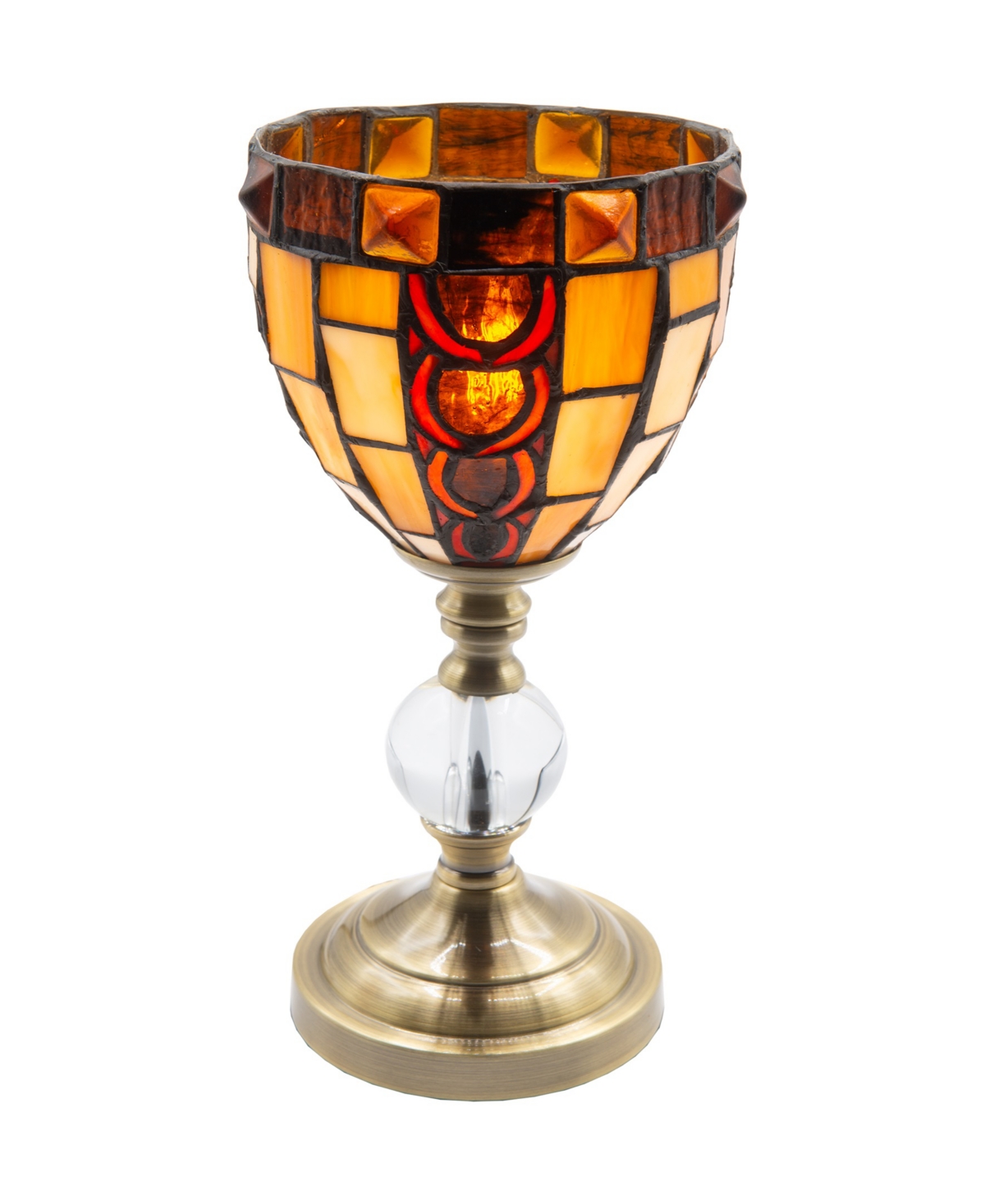 Dale Tiffany 13" Tall Vienne Tiffany Handmade Genuine Stained Glass Shade Accent Lamp In Multi-color
