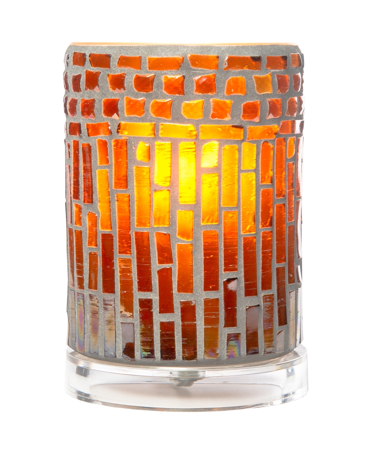 Dale Tiffany 6.75" Tall Calico Handcrafted Mosaic Art Glass Shade Uplight Accent Lamp In Multi-color