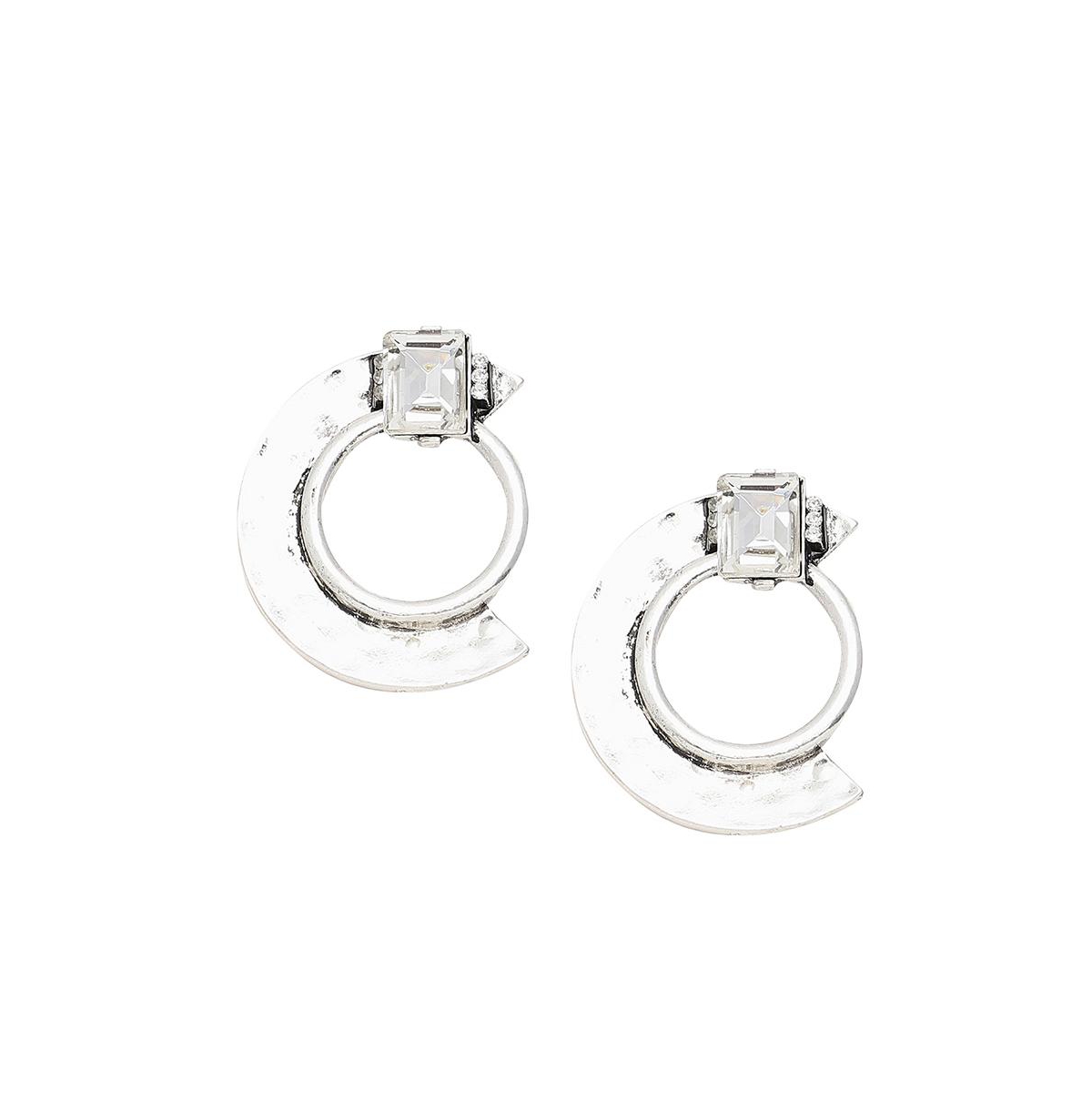 Women's Circular Drop Earrings - Silver