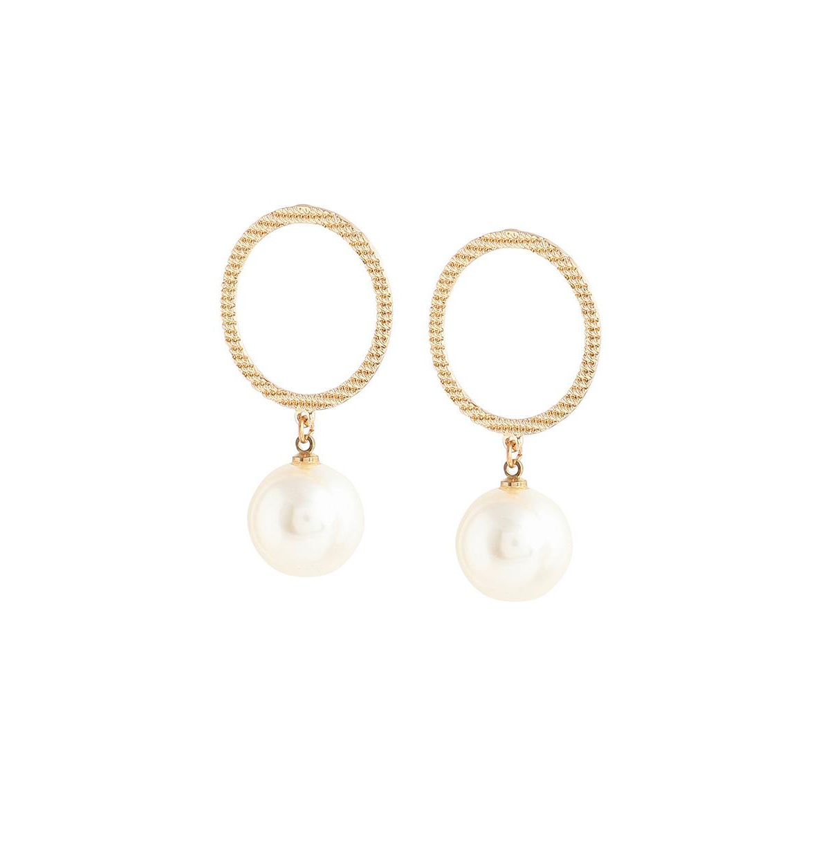 Sohi Women's Snowball Drop Earrings In White