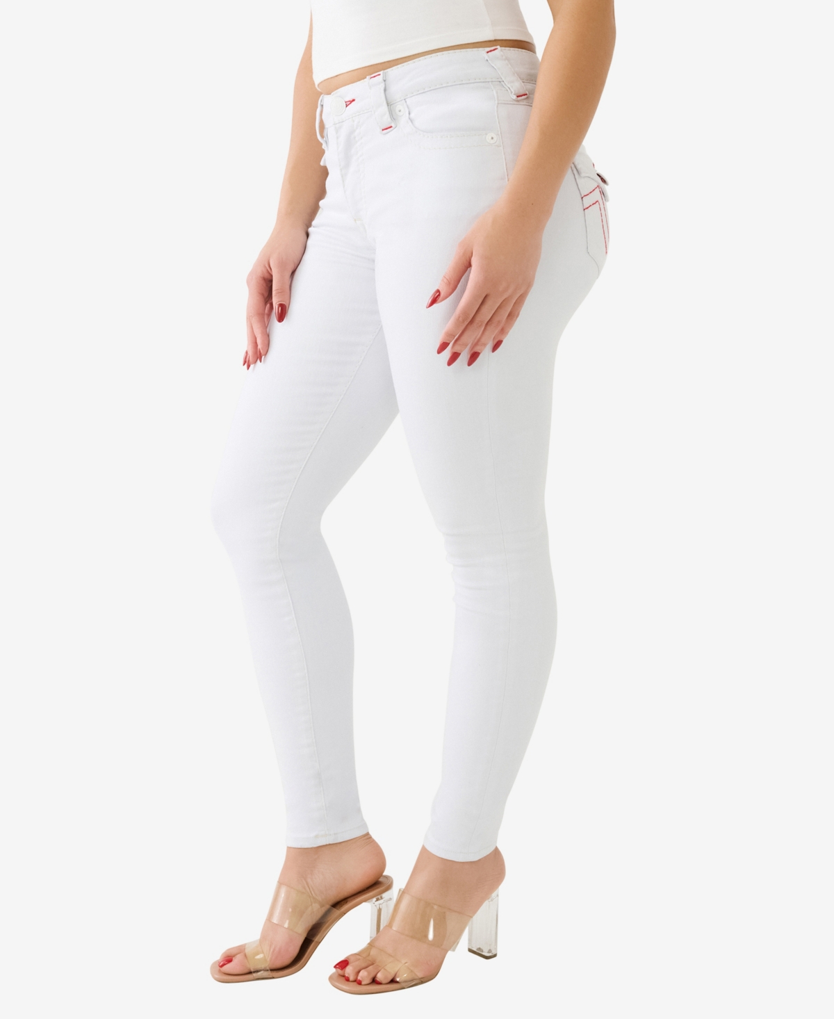 Shop True Religion Women's Jennie Flap Big T Skinny Jean In Optic White