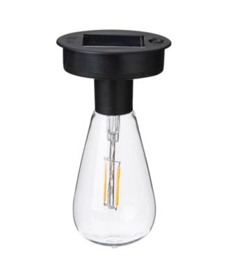 23.75" H, 17.75" H Set of 2 Metal Stripes Geometric Solar Powered Edison Bulb Outdoor Floor Lantern or Planter Stands