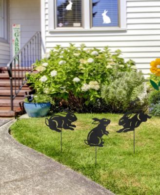 18" H Multi-Functional 2-in-1 Set of 3 Metal Rabbit Silhouette Pick Wall Decor