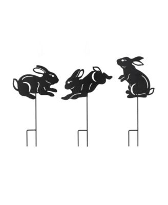 18" H Multi-Functional 2-in-1 Set of 3 Metal Rabbit Silhouette Pick Wall Decor