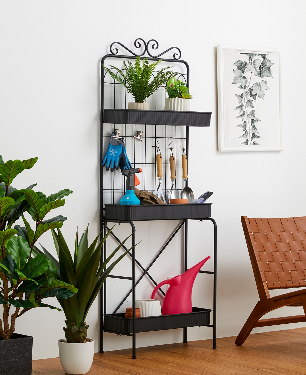 Glitzhome H 3-Tiered Metal Shelf Planter Stands or Storage Rack