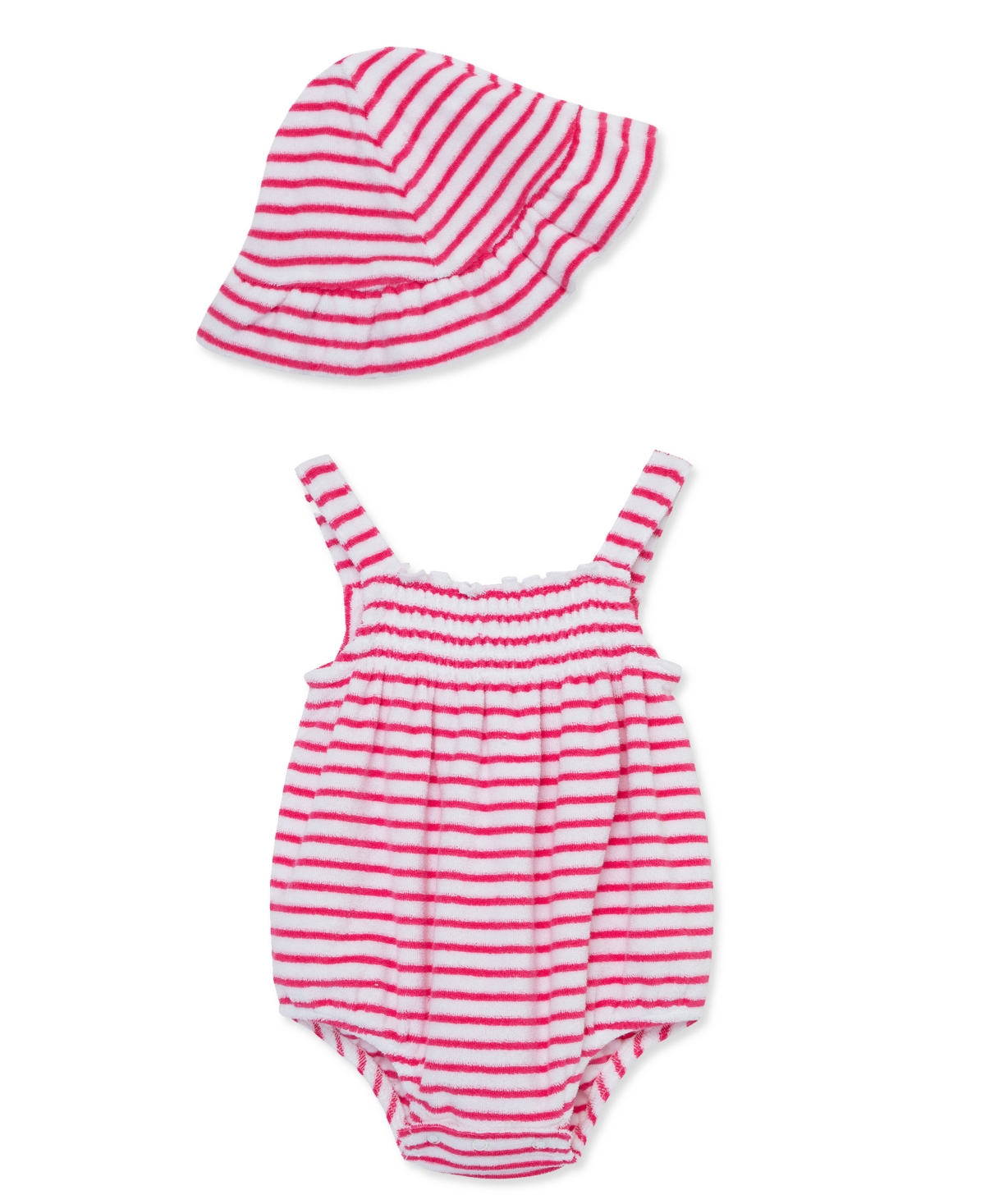 Shop Little Me Baby Girls Striped Bubble With Hat In Pink
