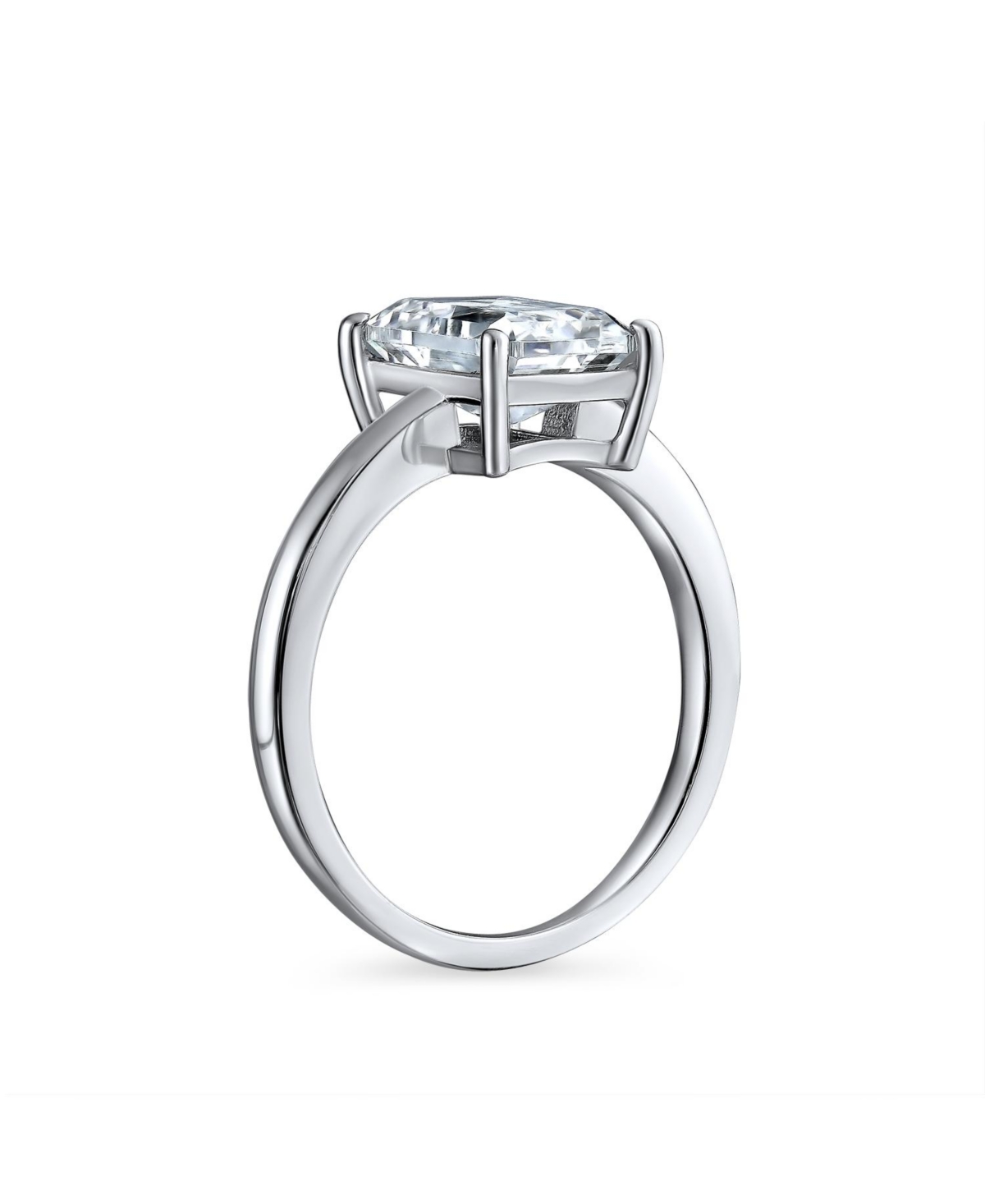 Bling Jewelry Classic Timeless Simple 2.5CT Rectangle Emerald Cut Cz Solitaire Promise Ring For Women Thin Band Sterling Silver