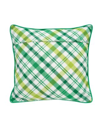 St. Patrick's Day "Lucky" Clover Plaid Accent Throw Pillow, 16" x 16"