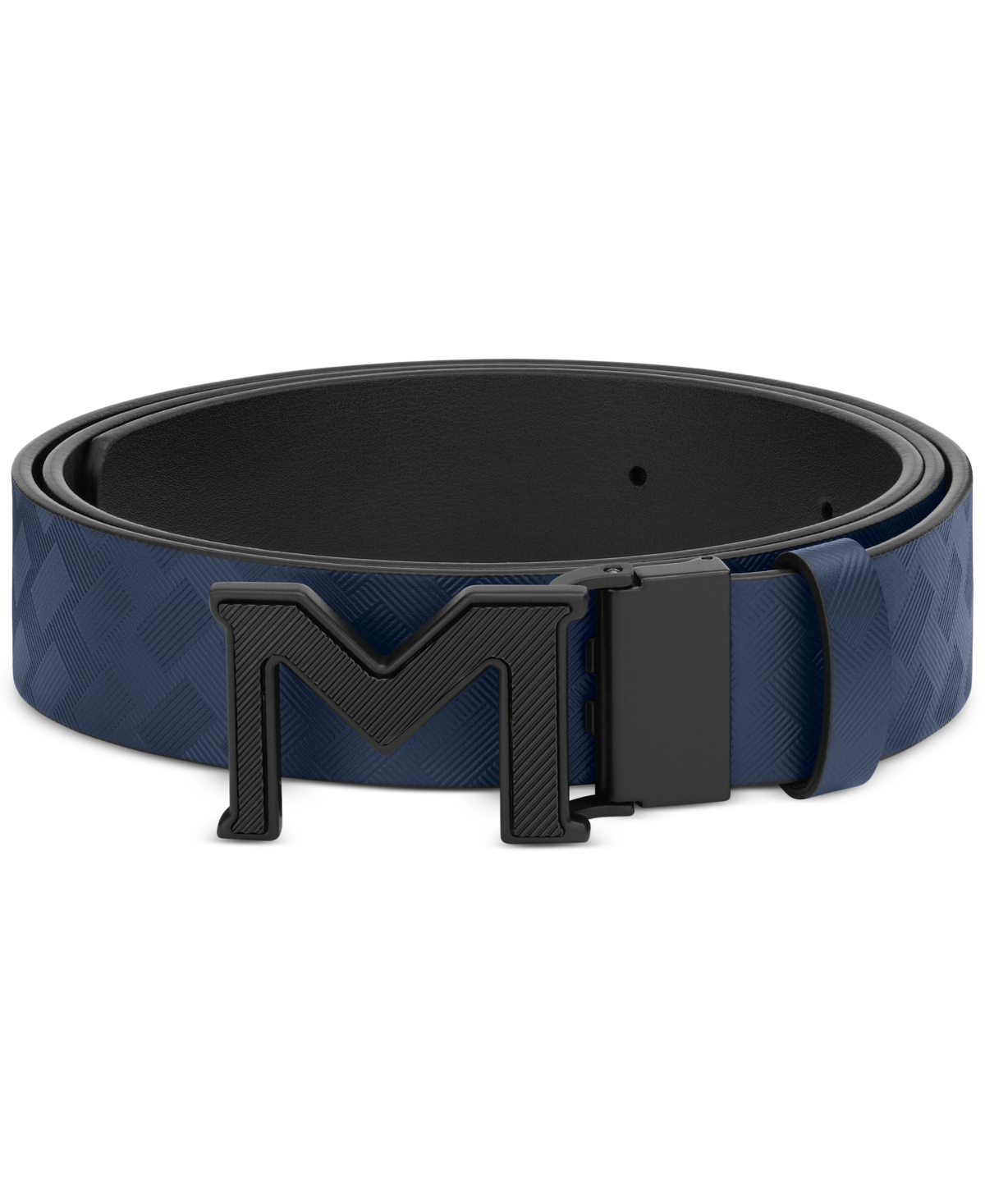 Men's M Pin Buckle Reversible Leather Belt - Black