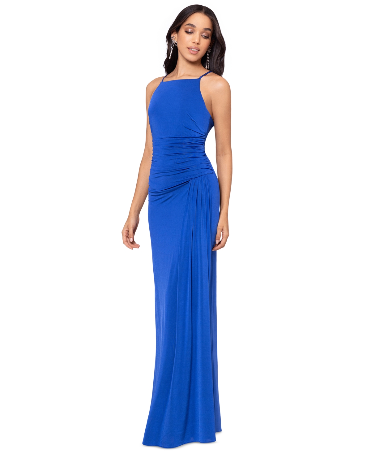 Shop Betsy & Adam Petite Ruched Gown In Royal