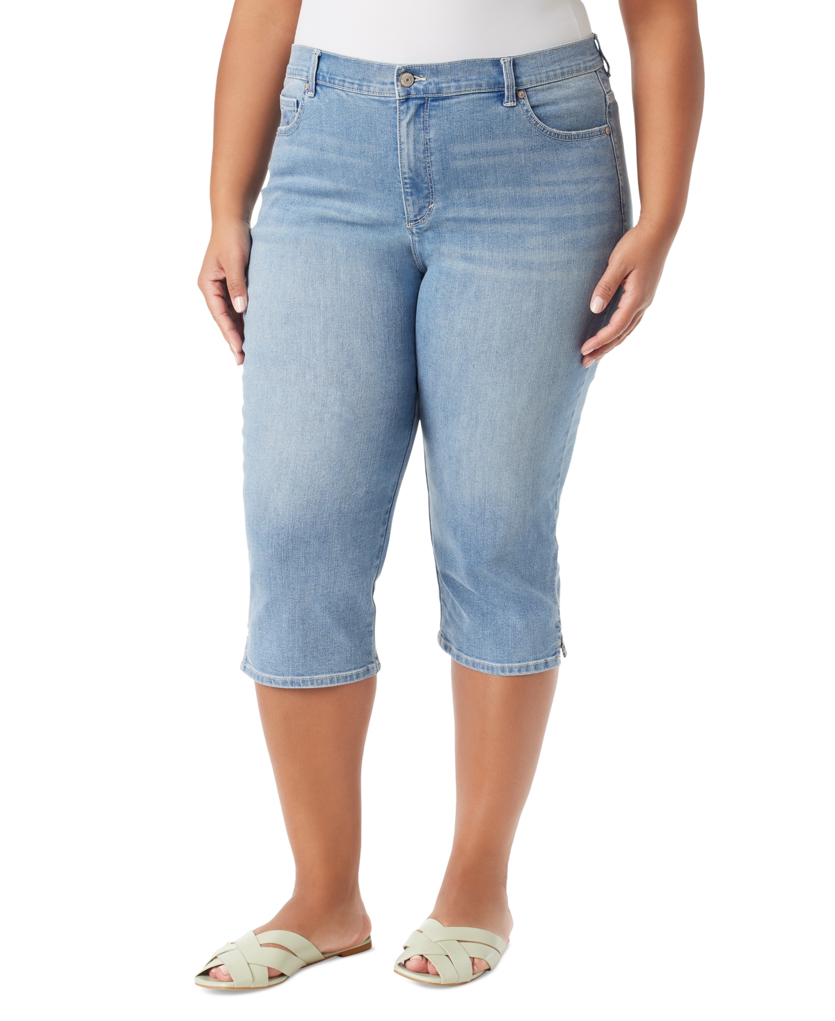 Gloria Vanderbilt Plus Size Amanda High-rise Capri Jeans In Arroyo